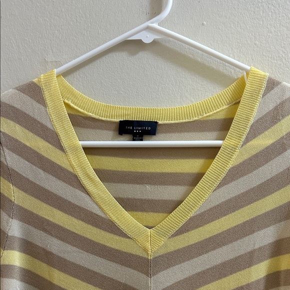 The Limited Yellow and Cream V-Neck Sweater - Picture 3 of 9